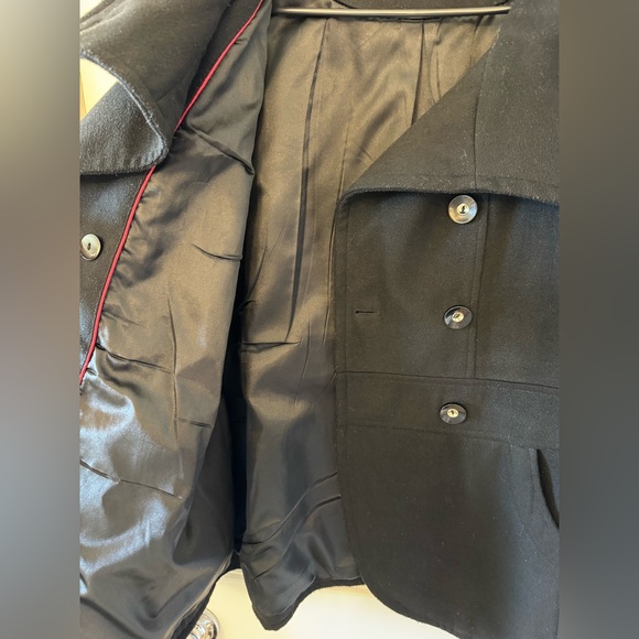 Women's Black Pea Coat Double Breasted Design - Picture 6 of 9